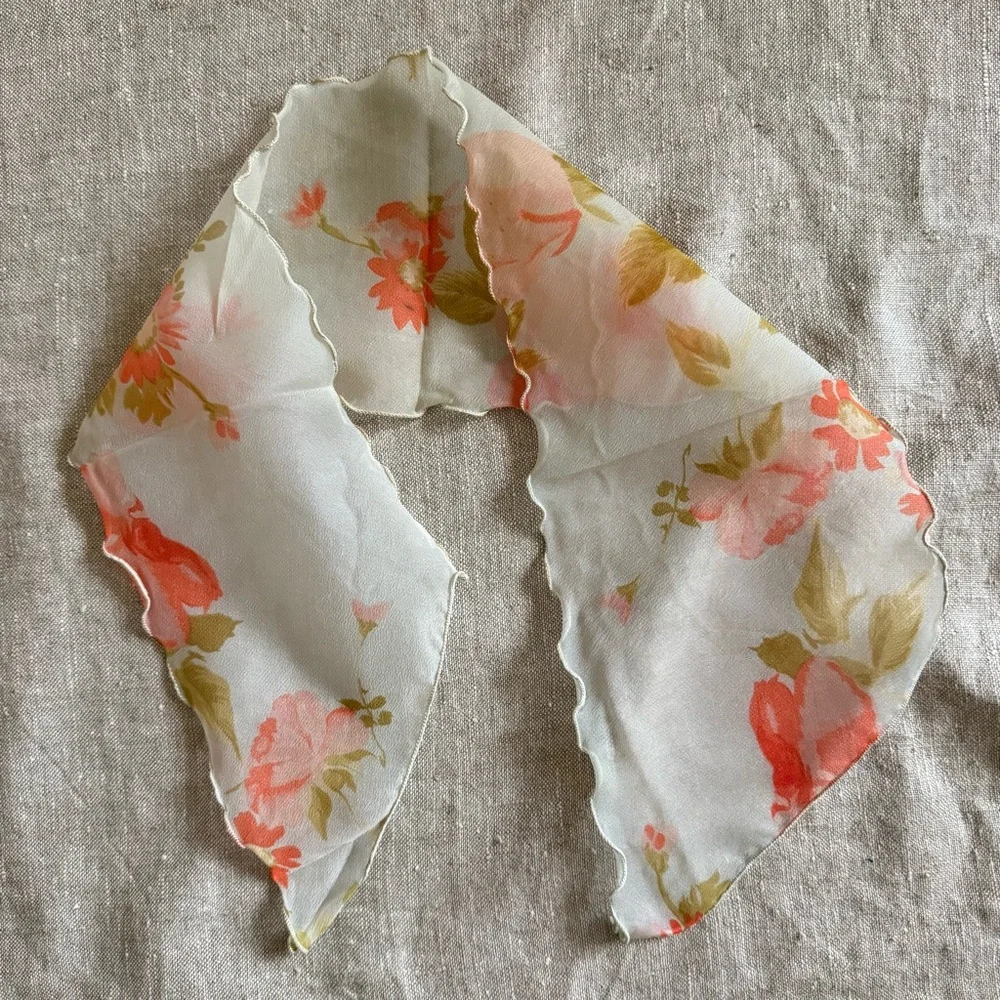 vintage chiffon scarf lot orange & green - Picture 5 of 11